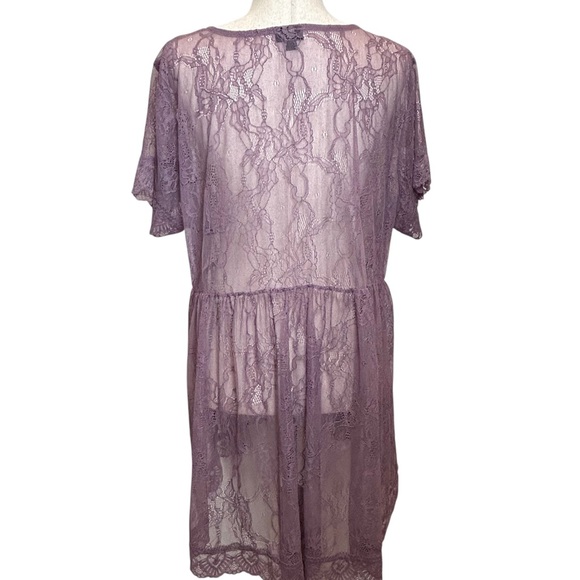Torrid Lavender Sheer Lace Button-Front V-Neck Fairy Core Hi-Low Tunic - Size 2X - Picture 2 of 9